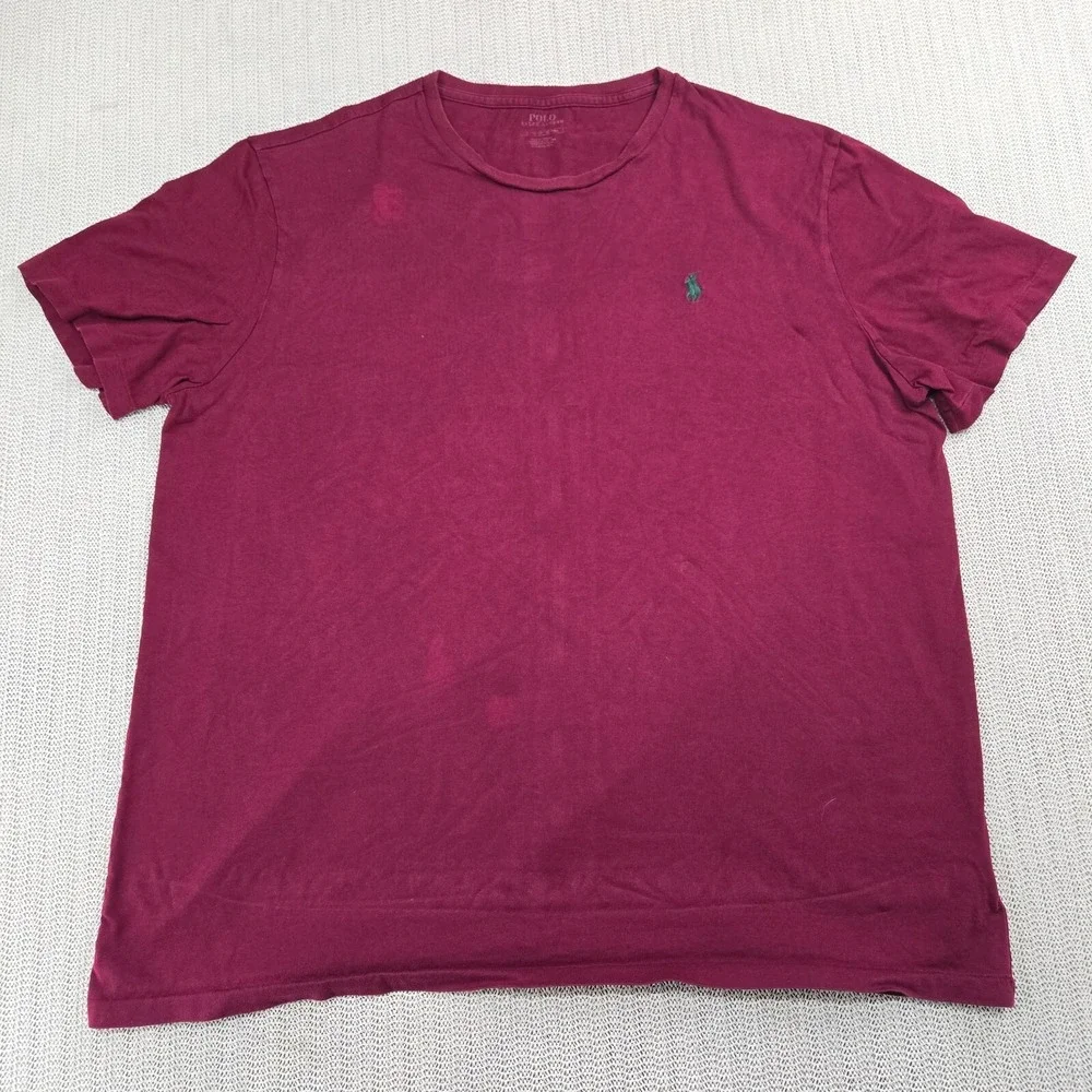 Polo Ralph Lauren Shirt Mens Extra Large Maroon Red Short Sleeve Green Pony Logo